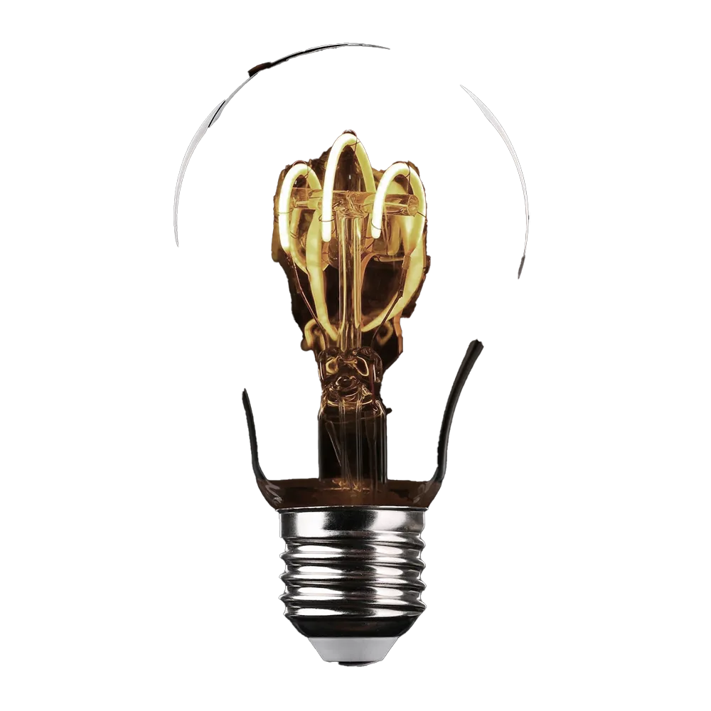Transparent background image of a lightbulb.